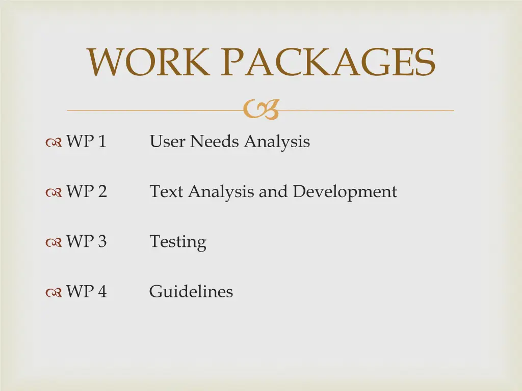 work packages