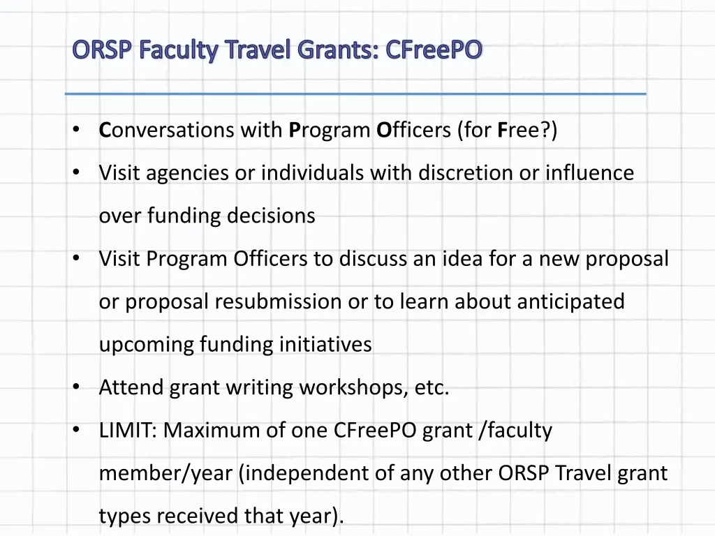 orsp faculty travel grants cfreepo