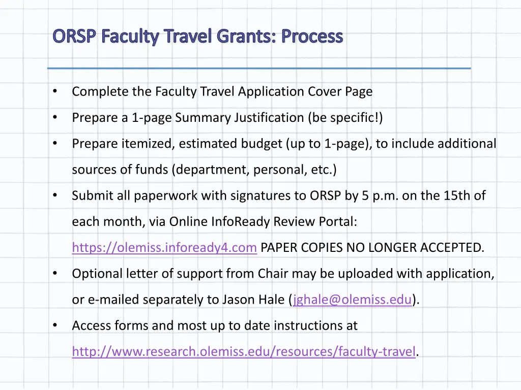 orsp faculty travel grants process