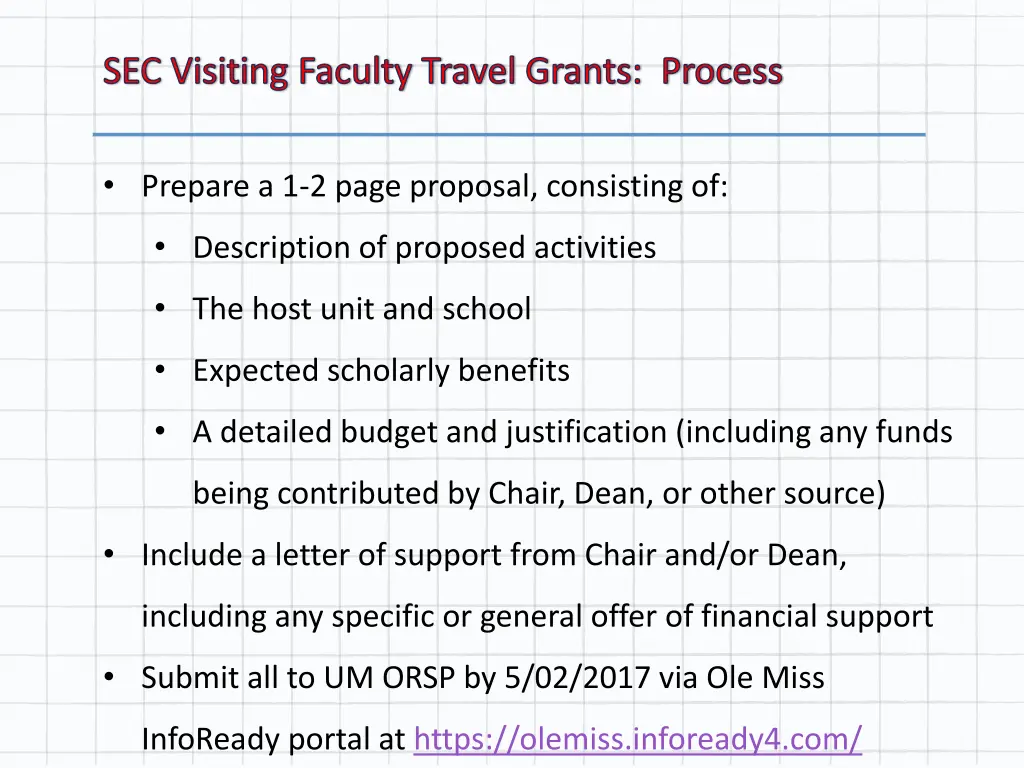 sec visiting faculty travel grants process