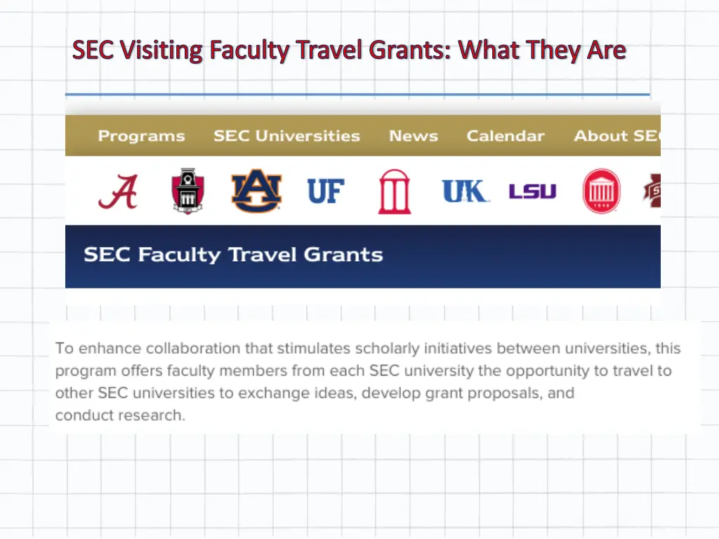 sec visiting faculty travel grants what they are