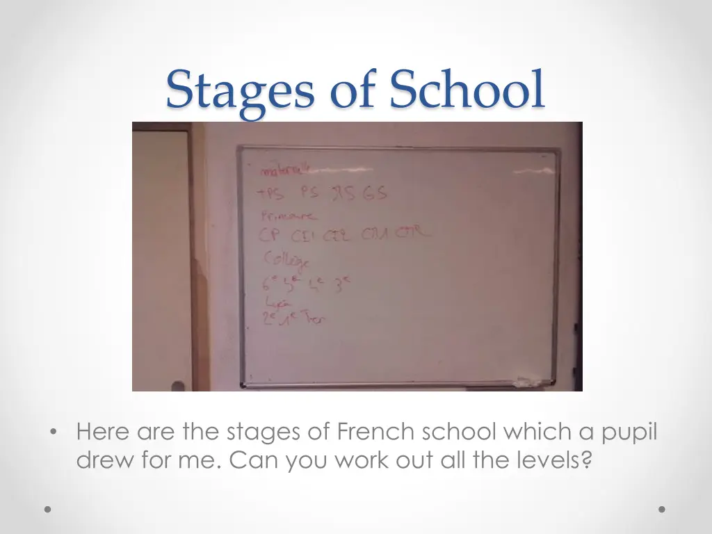 stages of school