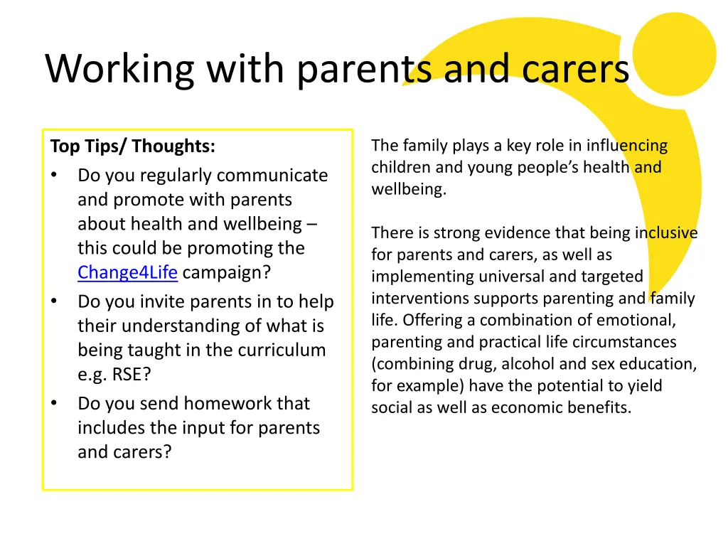 working with parents and carers