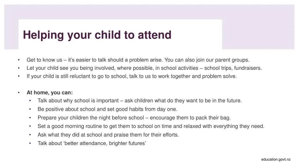 helping your child to attend