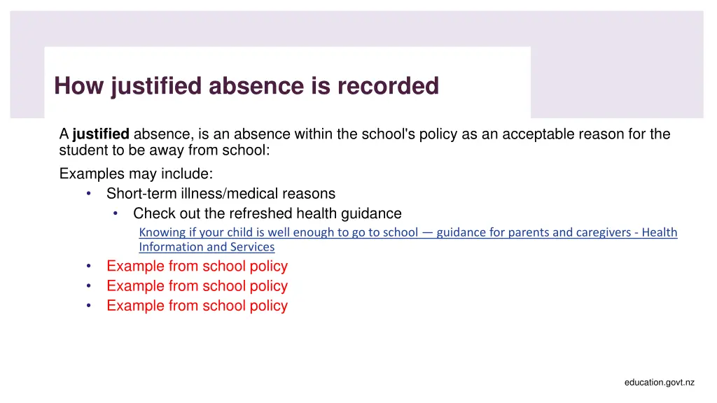 how justified absence is recorded