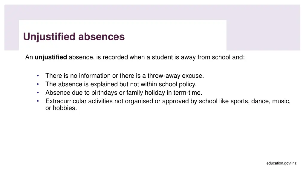 unjustified absences