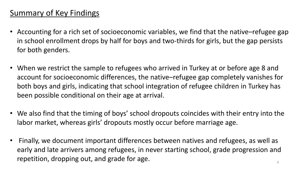 summary of key findings