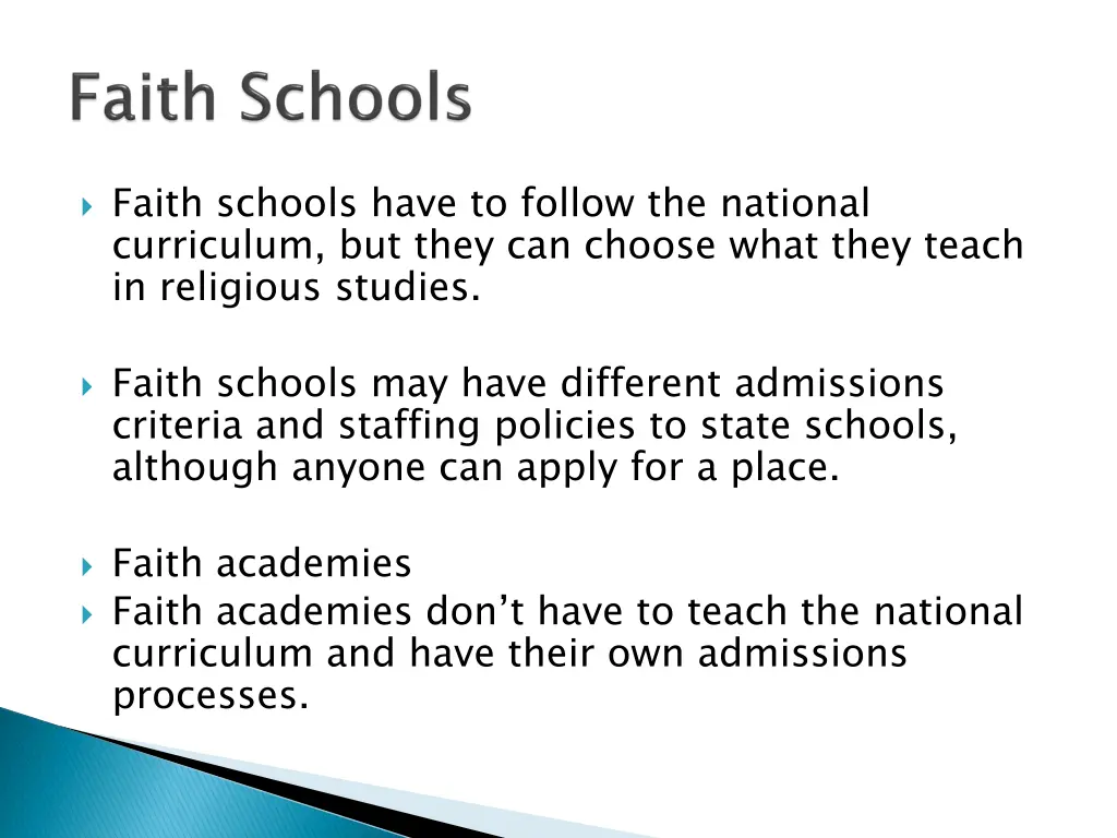 faith schools have to follow the national