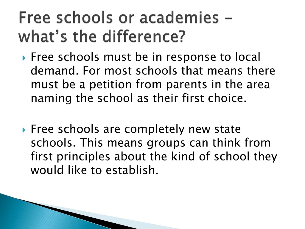 free schools must be in response to local demand