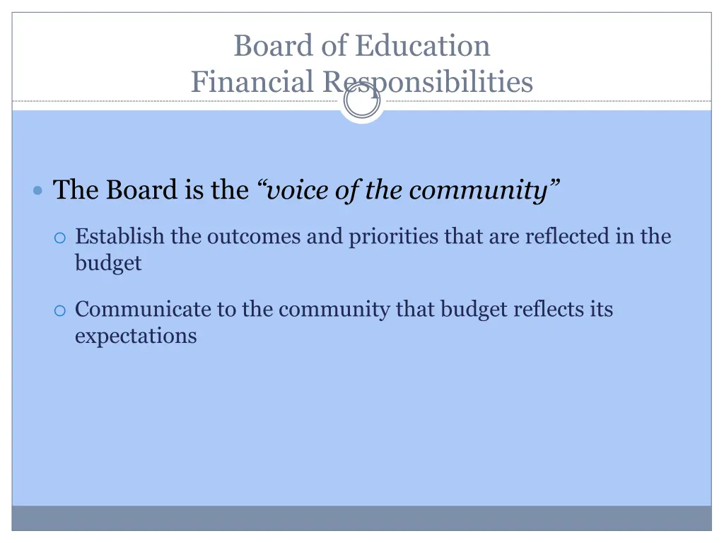 board of education financial responsibilities