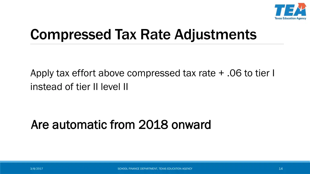 compressed tax rate adjustments