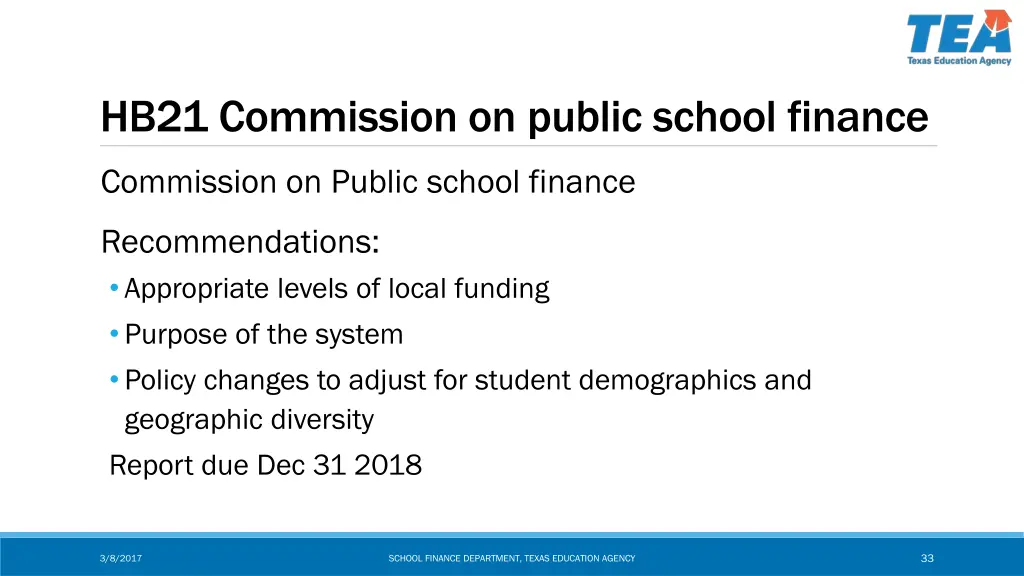 hb21 commission on public school finance