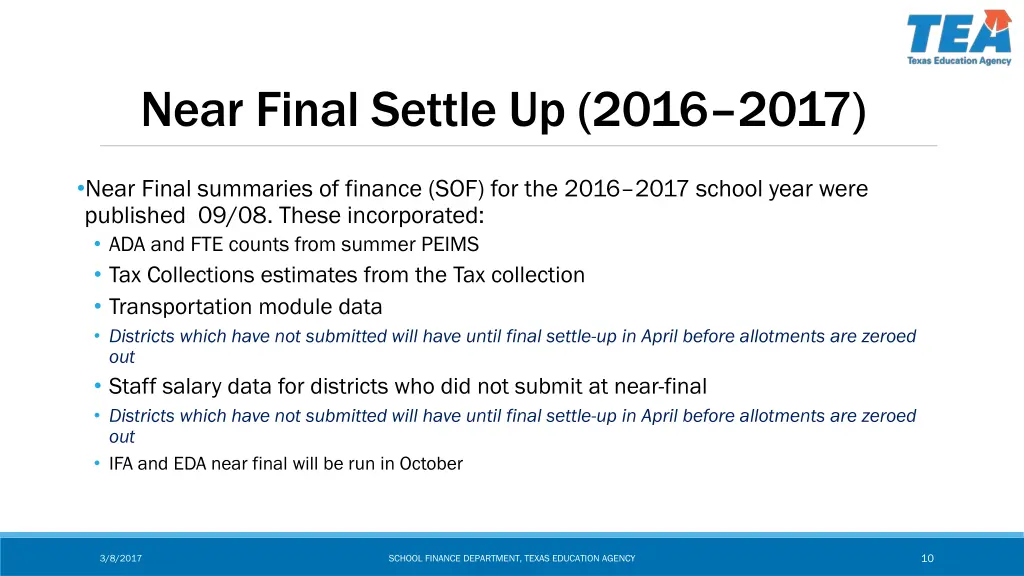 near final settle up 2016 2017