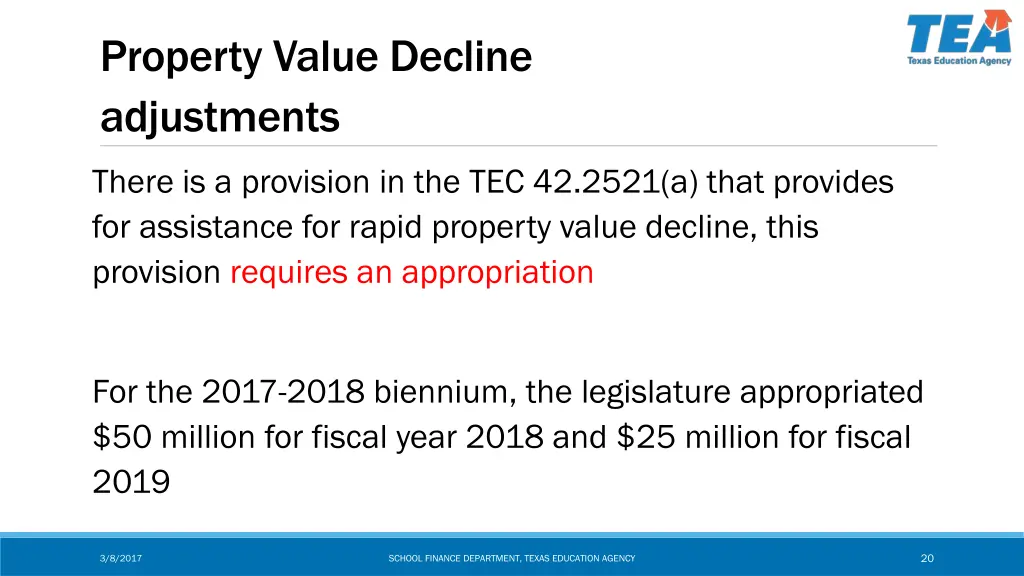 property value decline adjustments