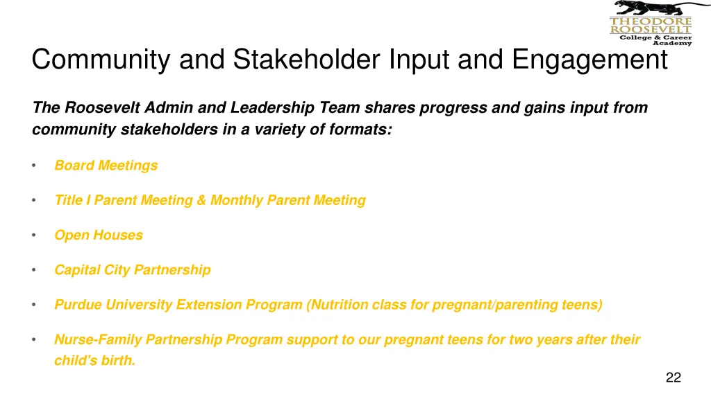 community and stakeholder input and engagement