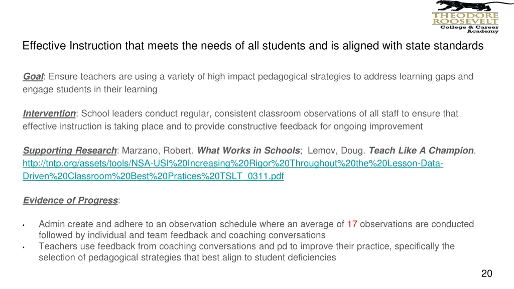 effective instruction that meets the needs