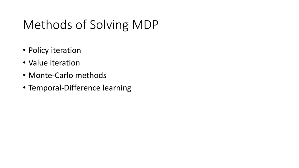 methods of solving mdp