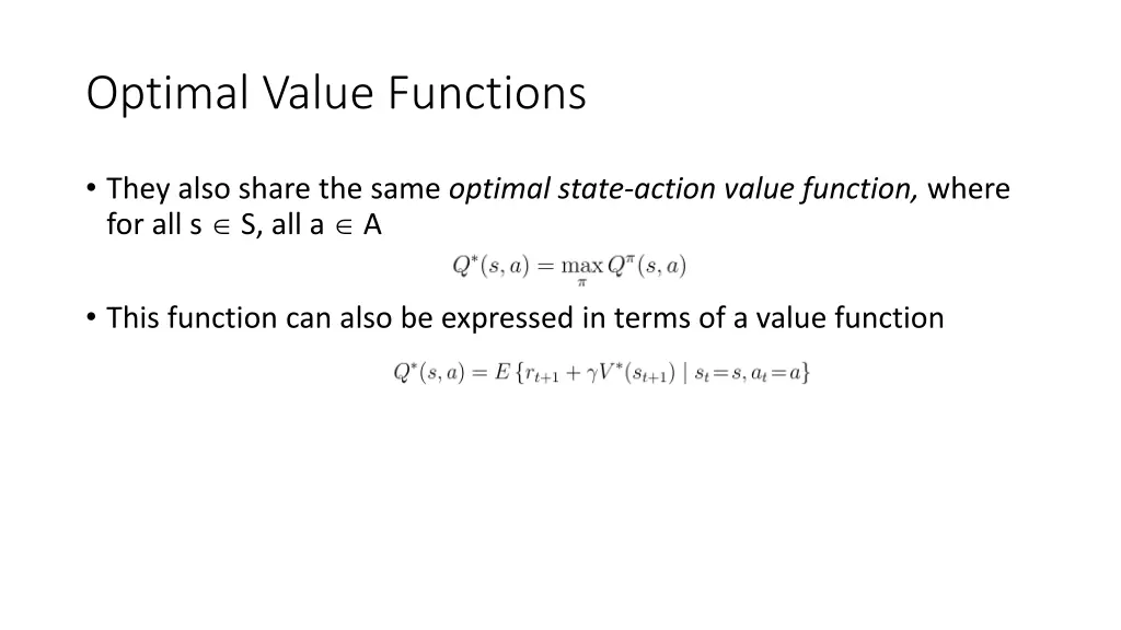 optimal value functions 1