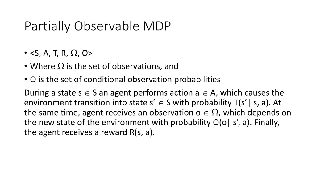 partially observable mdp