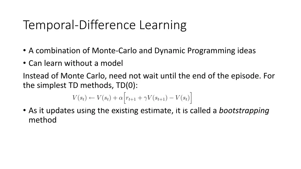 temporal difference learning