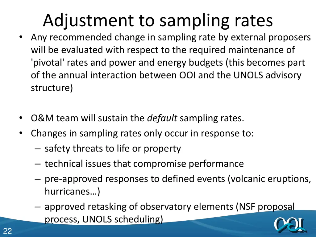 adjustment to sampling rates