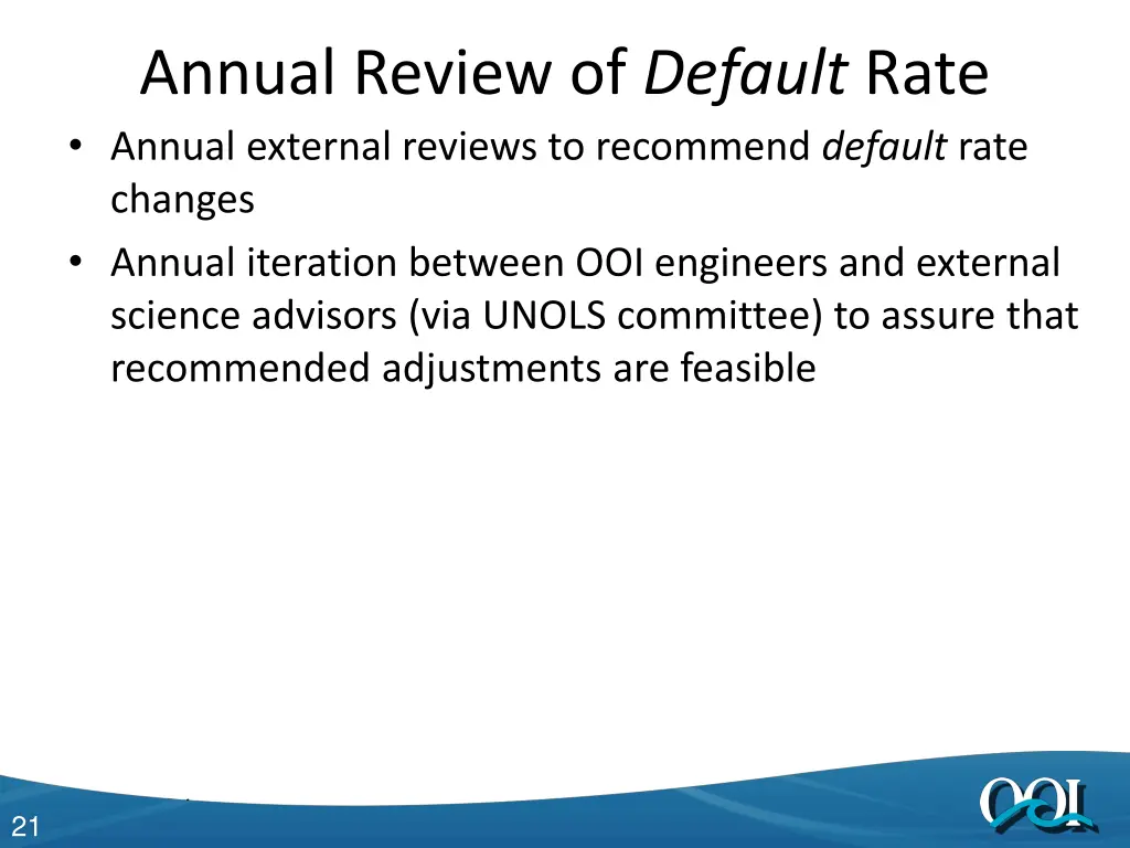 annual review of default rate