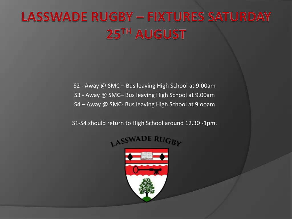 lasswade rugby fixtures saturday 25 th august