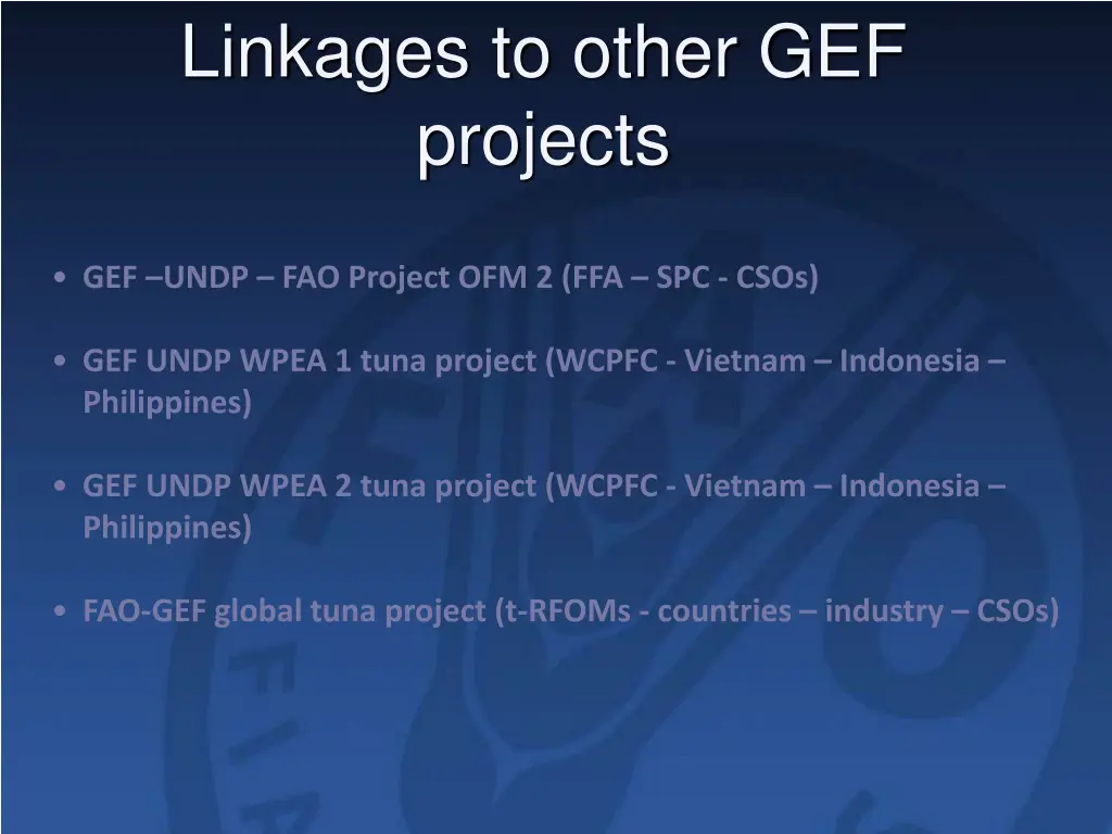 linkages to other gef projects