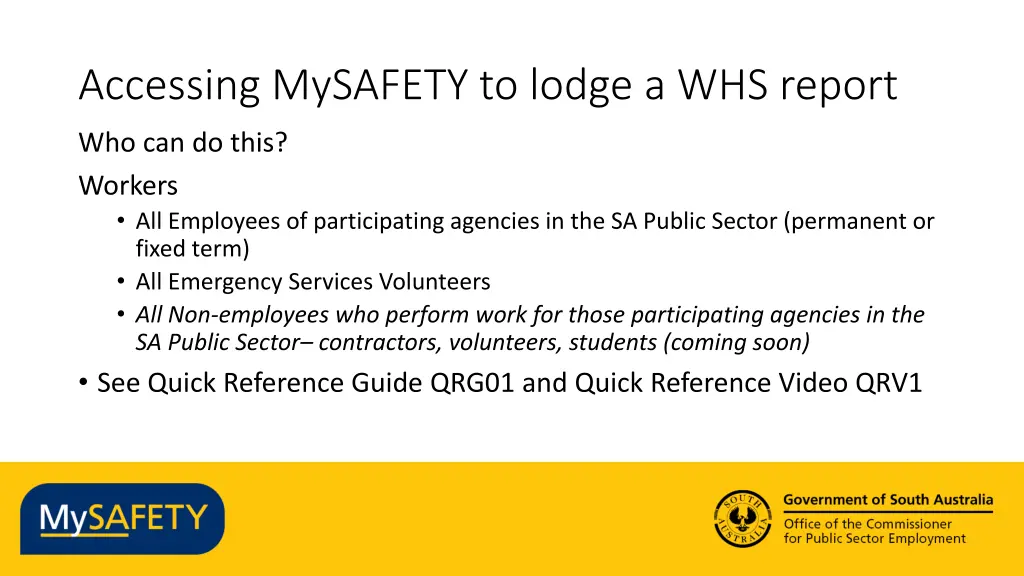 accessing mysafety to lodge a whs report