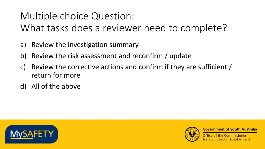 multiple choice question what tasks does