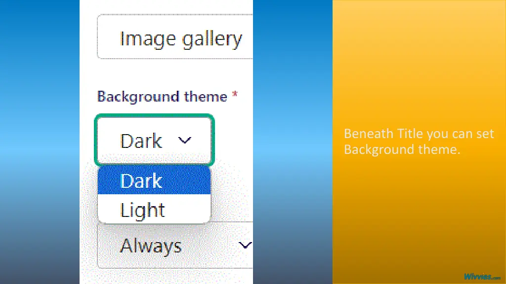 beneath title you can set background theme