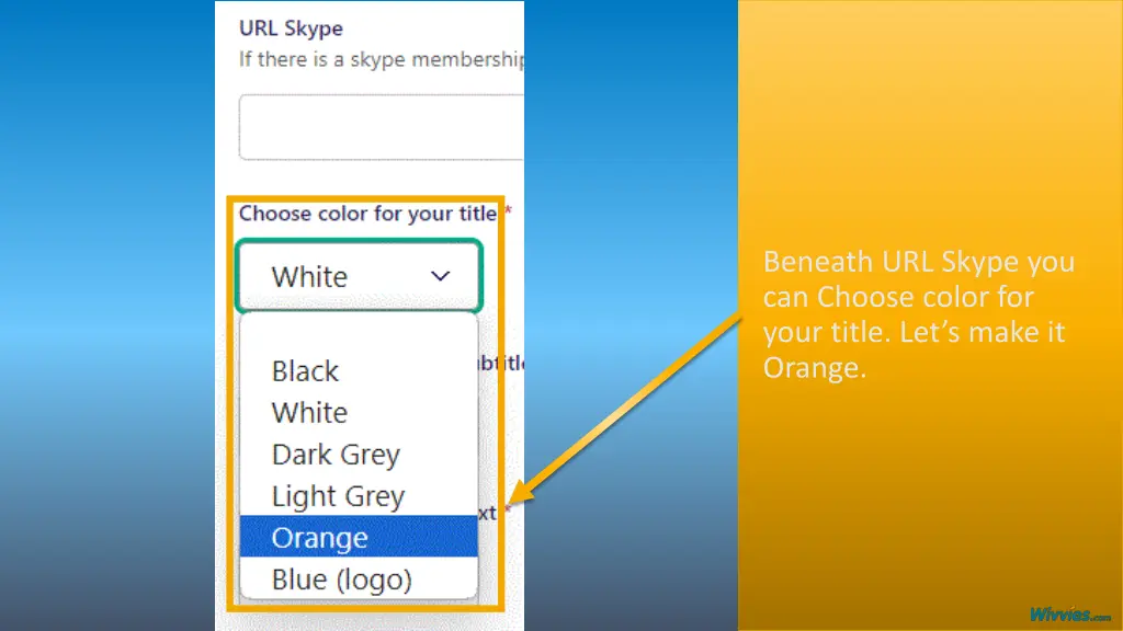 beneath url skype you can choose color for your