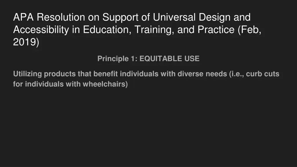 apa resolution on support of universal design