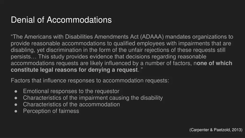 denial of accommodations