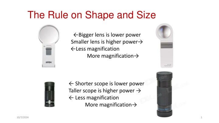 the rule on shape and size