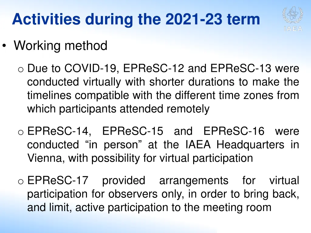 activities during the 2021 23 term 1