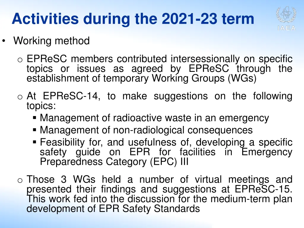 activities during the 2021 23 term 2