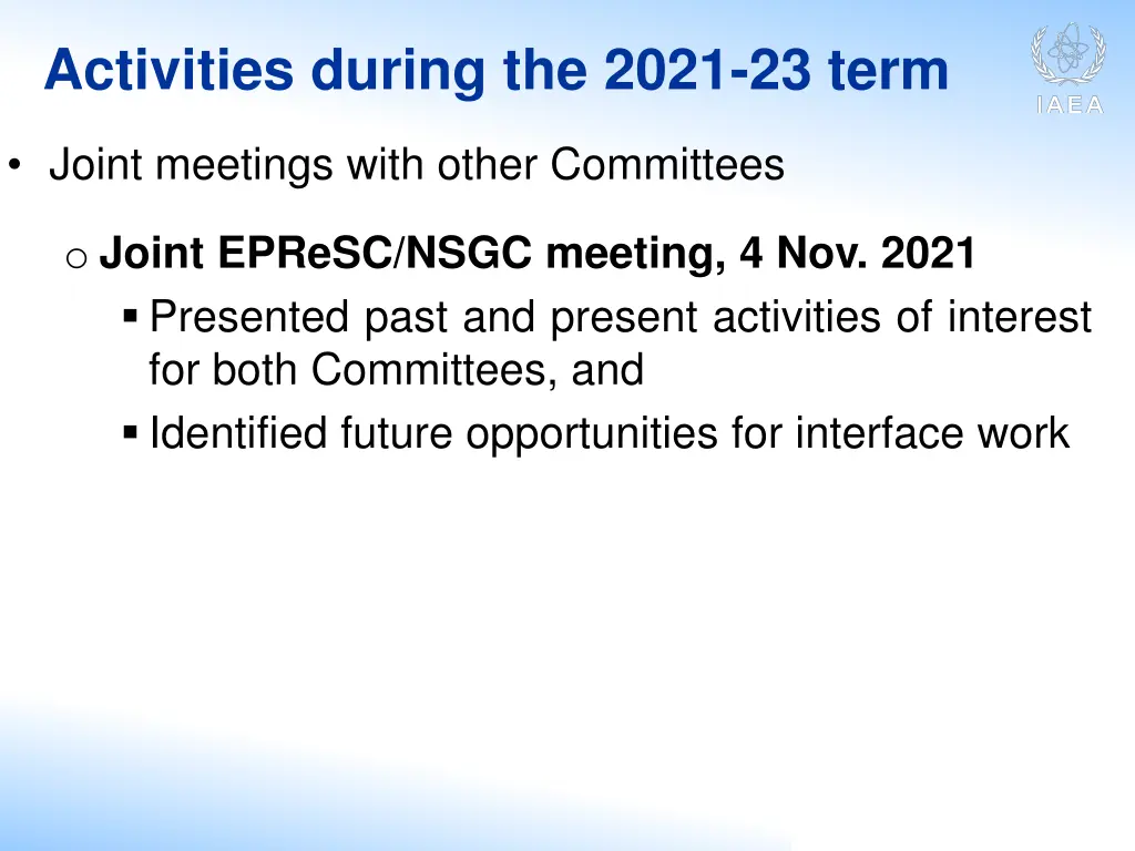 activities during the 2021 23 term 6