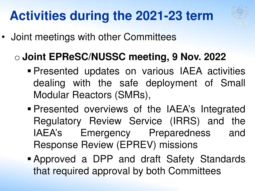 activities during the 2021 23 term 8