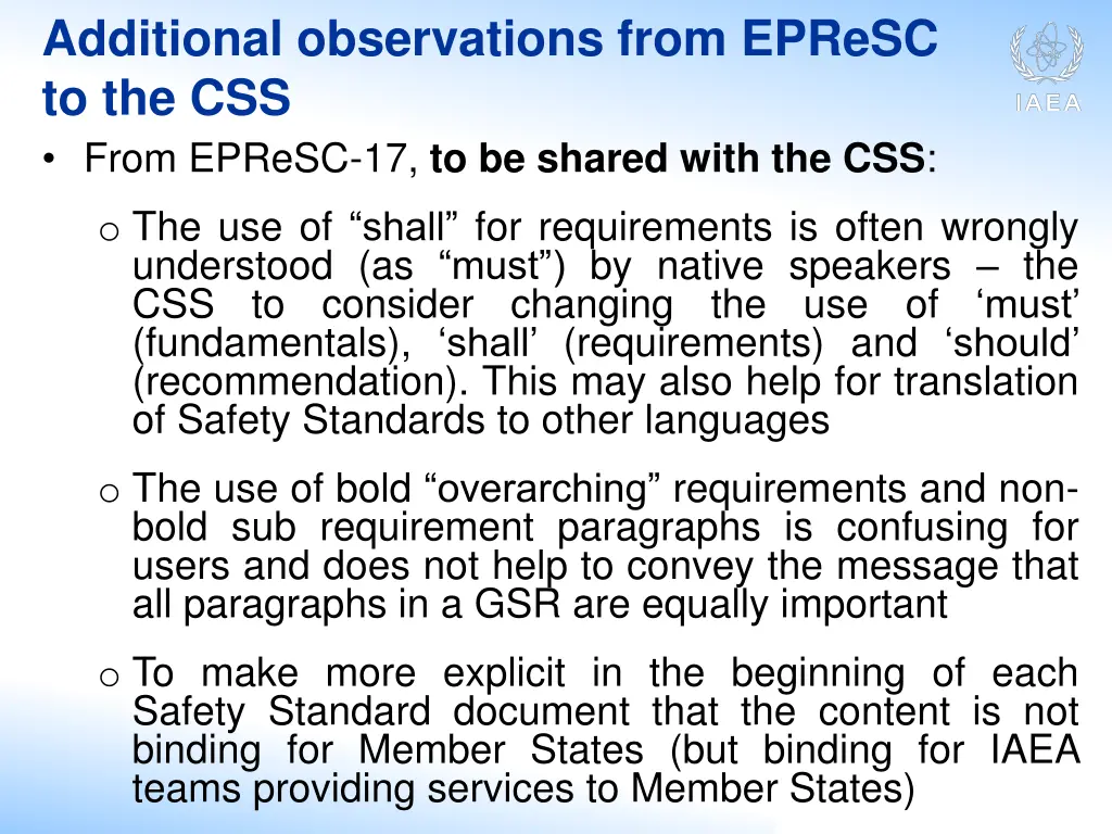 additional observations from epresc