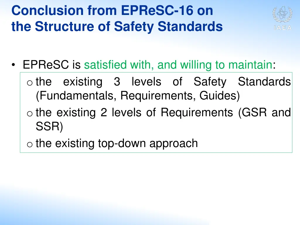 conclusion from epresc 16 on the structure