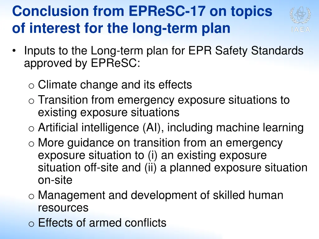 conclusion from epresc 17 on topics of interest