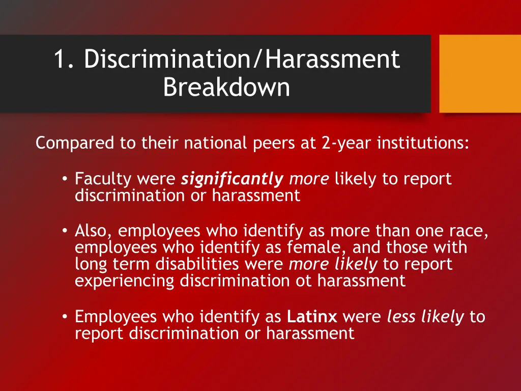 1 discrimination harassment breakdown