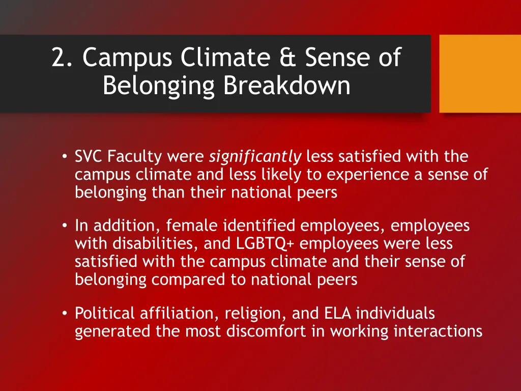 2 campus climate sense of belonging breakdown