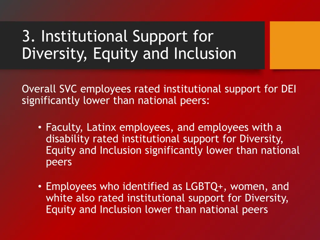 3 institutional support for diversity equity