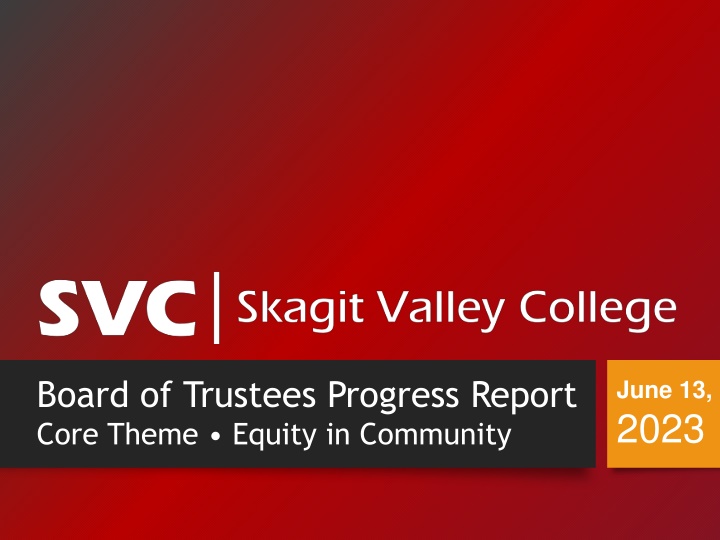 board of trustees progress report core theme