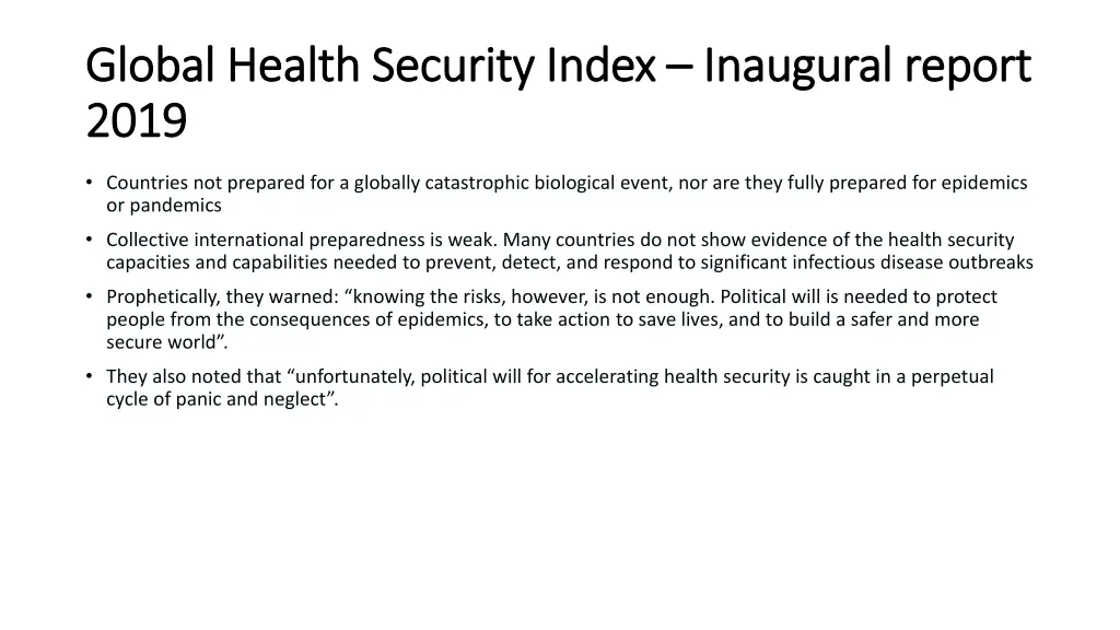 global health security index global health