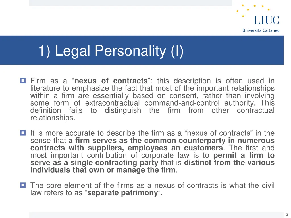 1 legal personality i