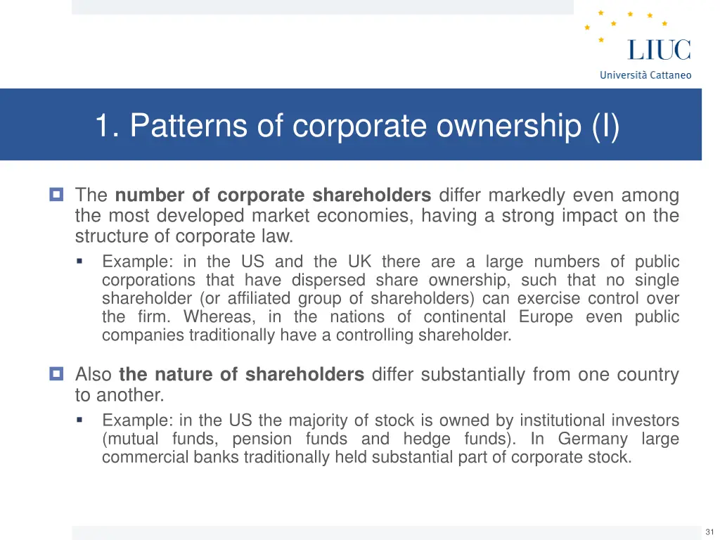 1 patterns of corporate ownership i