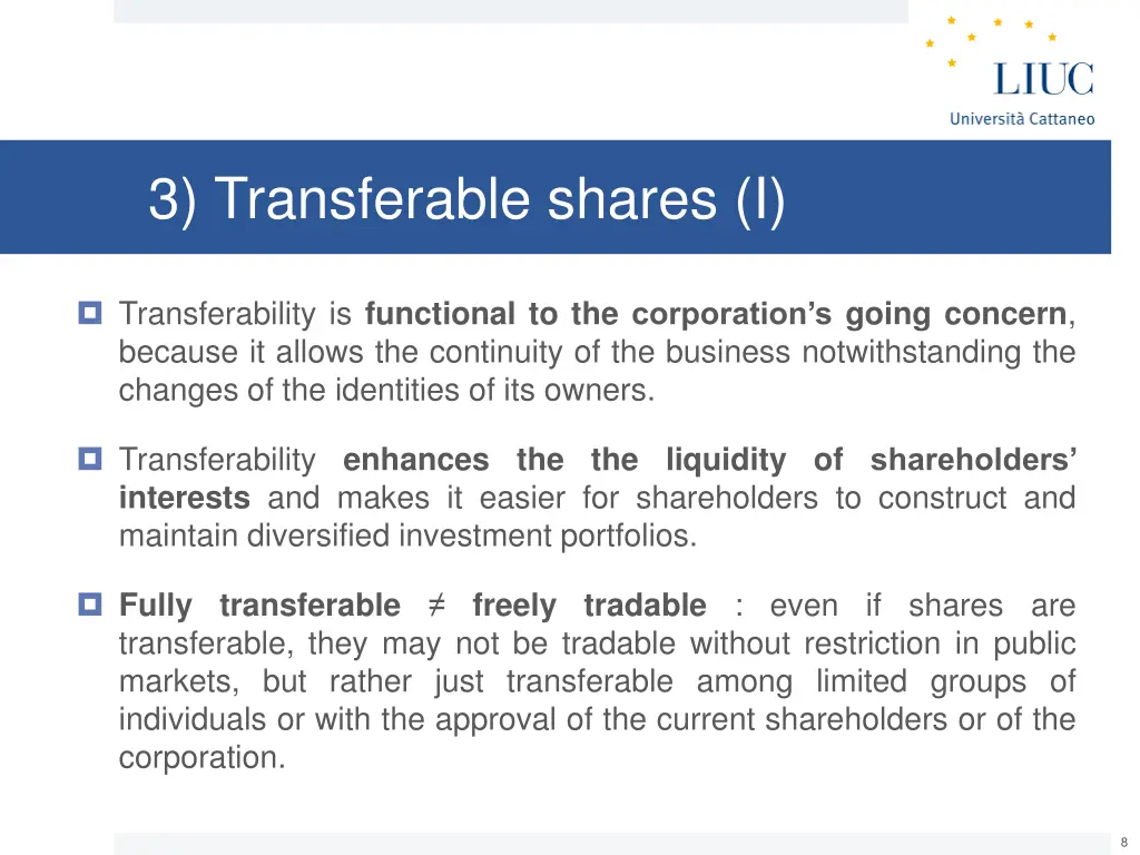 3 transferable shares i